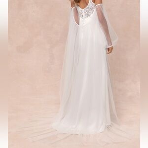 Lulu's Elegant White Mesh Bridal Cape